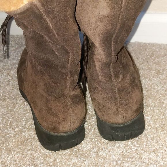 Maxine of Canada Suede Leather Fox Fur Boots 6.5 - Picture 6 of 7
